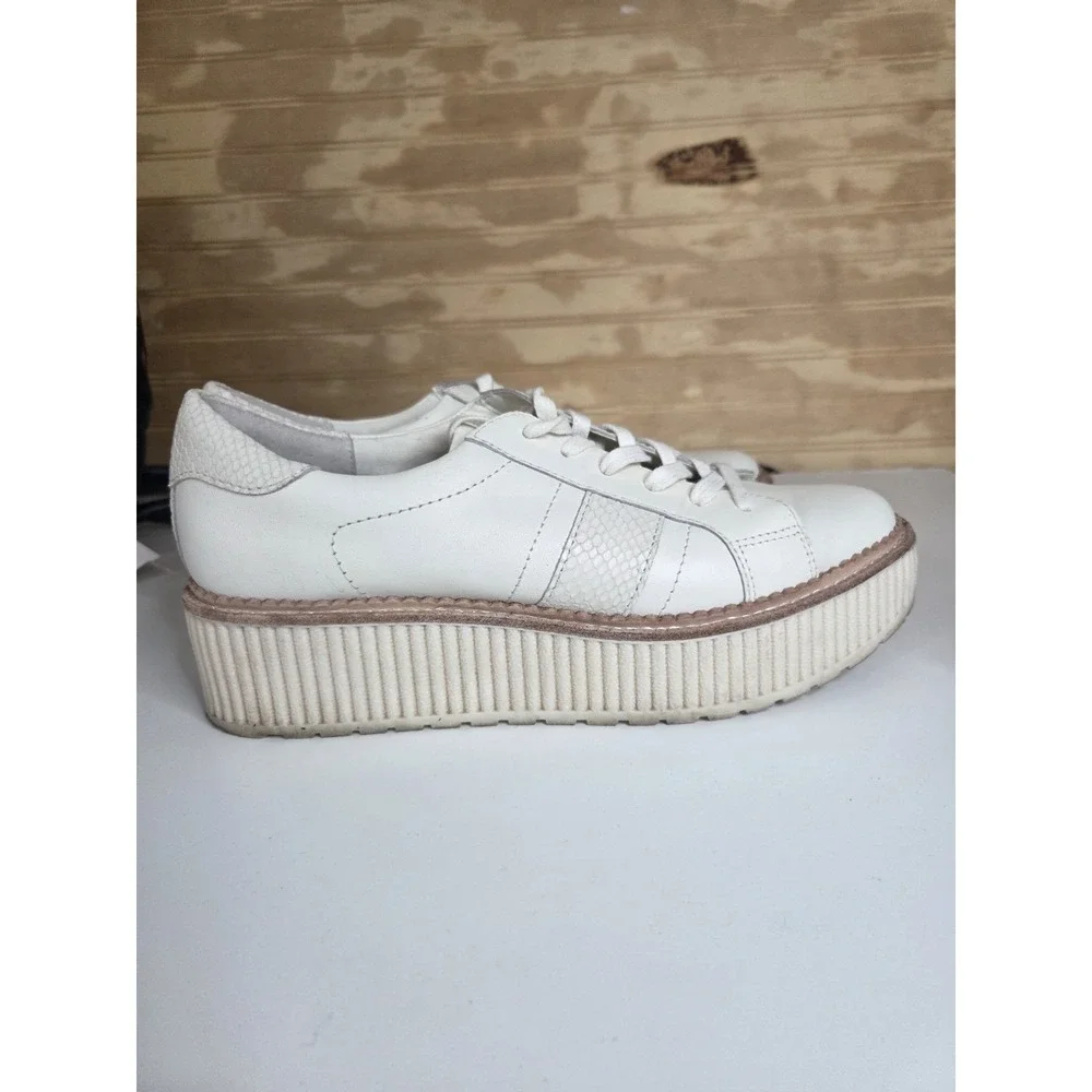 Dolce Vita Leather Snakeskin White Platform Sneakers Women's Size‎ 10
